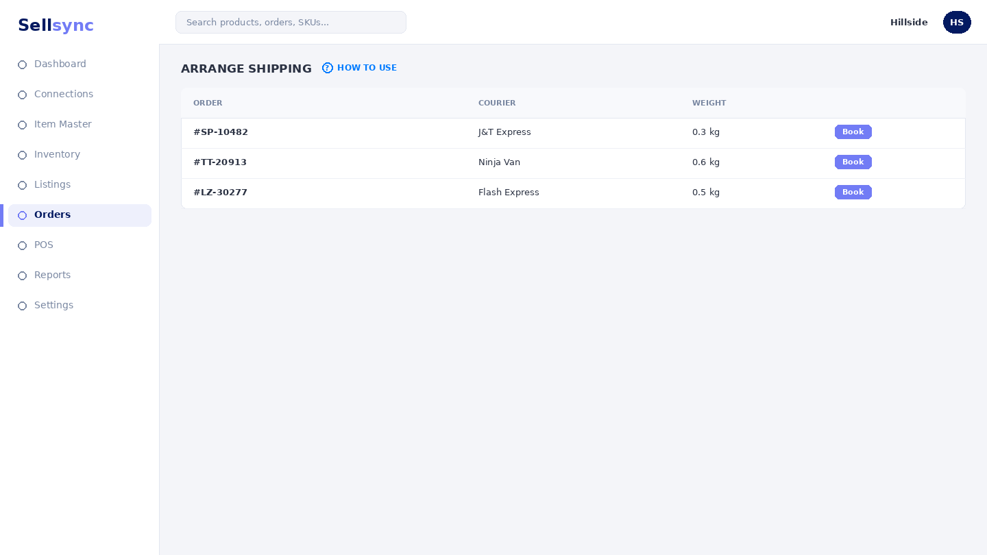 The Scheduled Shipments screen with a create-batch control.